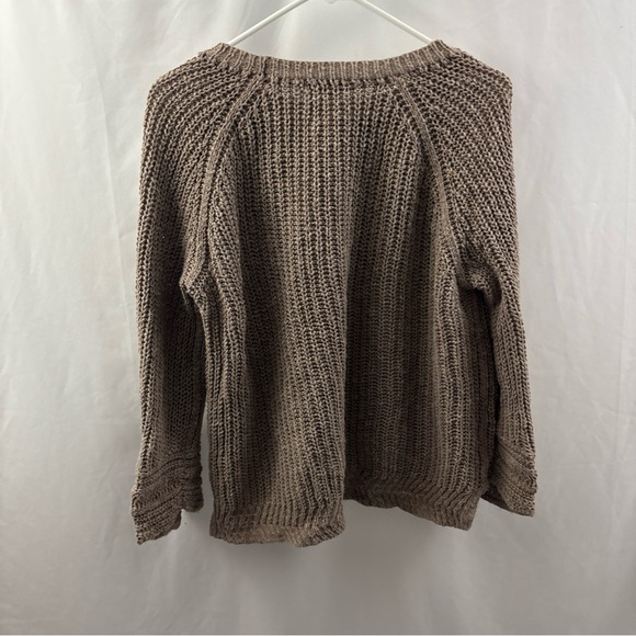 Madewell Sweater Womens Size Medium Cable Knit Cropped Crewneck Taupe - Picture 8 of 9